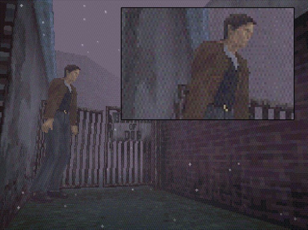 Silent Hill de PSX en un monitor CRT mostrando dithering