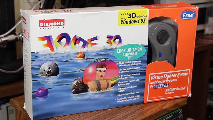 Caja de la tarjeta Diamond Edge 3D con el chip NV1 de NVIDIA